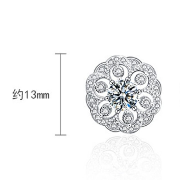 Certified 1ct. t.w. Diamond Moissanite Flower Stud Earrings NEW - Picture 5 of 9